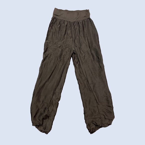 JM Collection Silky Chocolate Brown Loose Lightweight Pants Women's X-Small - Picture 1 of 4